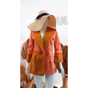 Outer Rania Orange Mixed Batik Banten dan Lurik